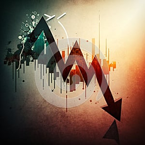 Down crisis financial business market graph on investment economy finance chart background of loss money economic crash