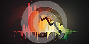 Down crisis financial business market graph on investment economy finance chart background of loss money economic crash