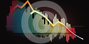 Down crisis financial business market graph on investment economy finance chart background of loss money economic crash