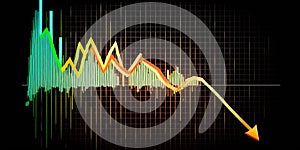 Down crisis financial business market graph on investment economy finance chart background of loss money economic crash