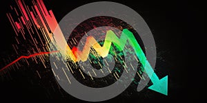 Down crisis financial business market graph on investment economy finance chart background of loss money economic crash