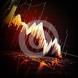 Down crisis financial business market graph on investment economy finance chart background of loss money economic crash