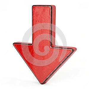 Down direction arrow isolated on white background