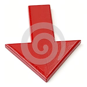 Down direction arrow isolated on white background