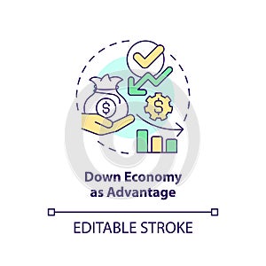 Down economy as advantage concept icon