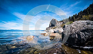 Down on the Level of the Clear Waters of Lake Tahoe California photo