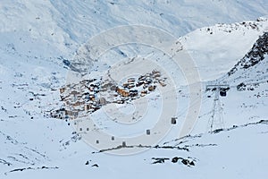 Down the mountain above Val Thorens,  in France