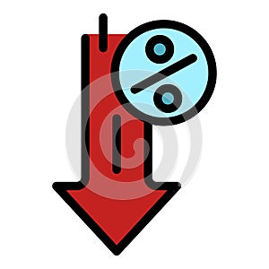 Down rate icon color outline vector