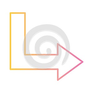Down and right arrow gradient style icon vector design