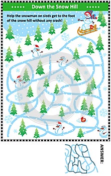 Down the snow hill with snowman maze game photo