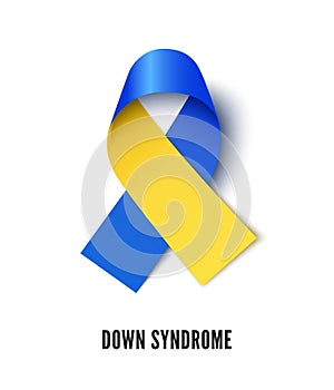 Down syndrome awareness ribbon realistic vector illustration