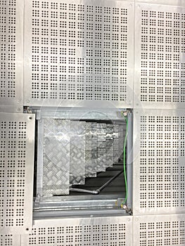 Down to under raised floor at Clean room