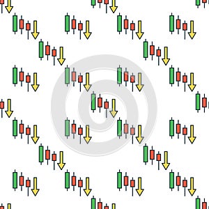 Crypto Trading Candlestick Chart Formation vector colored seamless pattern