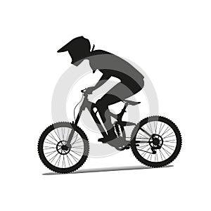 Downhill mountain bike. Vector silhouette