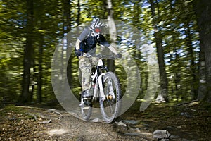 Downhill mountain bikers