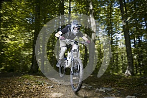 Downhill mountain bikers