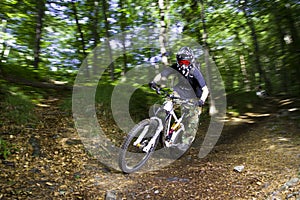 Downhill mountain bikers