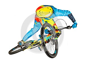 Downhill rider extreme whip jump