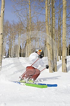 Downhill Skier Making Turn