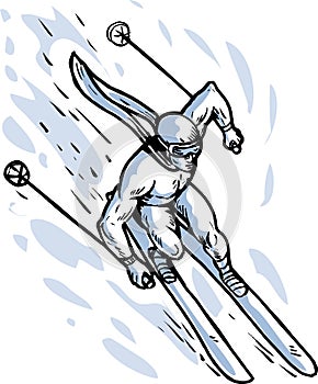 Downhill skier skiing photo