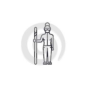 Downhill skier vector line icon, sign, illustration on background, editable strokes