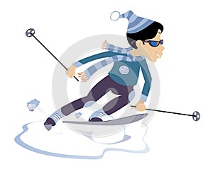 Downhill skier woman illustration