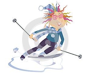 Downhill skier woman illustration