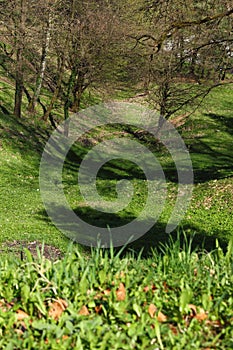 Downhill view from castle Dubovac in early spring