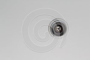 A downlight on the white ceiling