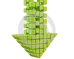 Download arrow consist from green glossy cubes on white 3d illustration