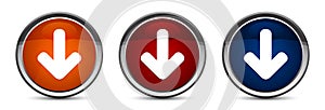 Download arrow icon exclusive blue red and orange round button design set