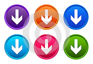 Download arrow icon luxury bright round button set 6 color vector