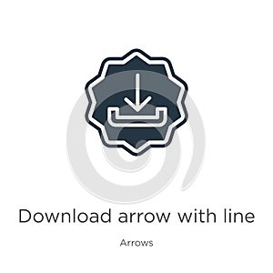 Download arrow with line icon vector. Trendy flat download arrow with line icon from arrows collection isolated on white