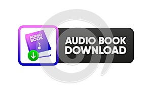 Download Audio Book icon logo. Online learning. Online Audio Education concept. Vector illustration.