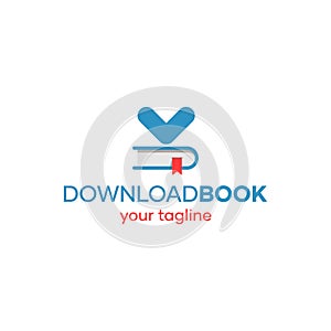 Download Book Simple Blue Ebook Library Logo Design Idea