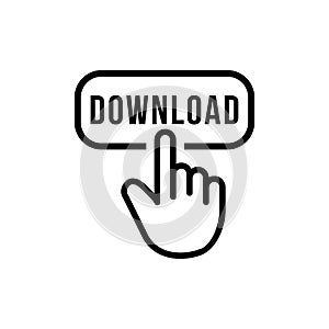 Download button icon flat vector template design trendy