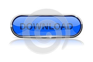 Download button. Shiny blue oval web icon