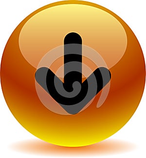 Download button web icon glossy orange