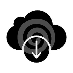 Download cloud glyph flat vector icon