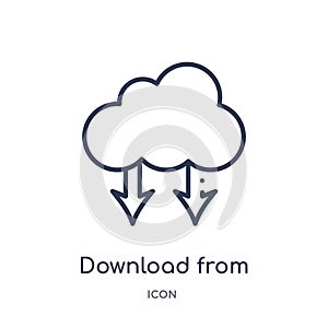download from the cloud icon from the cloud icon from user interface outline collection. Thin line download from the cloud icon