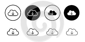 Download from Cloud icon Flat fill set collection