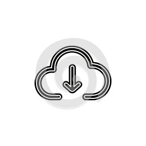 Download cloud icon, vector download illustration, cloud computing