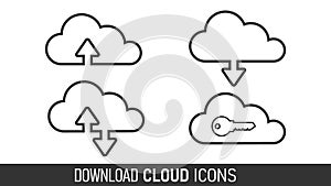 Download cloud icons set. Vector illustration. EPS 10