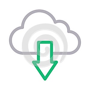 Download cloud thin color line vector icon