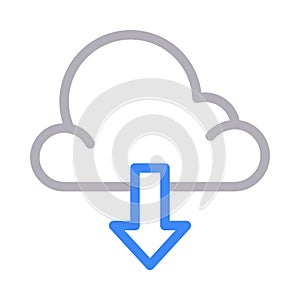 Download cloud thin color line vector icon