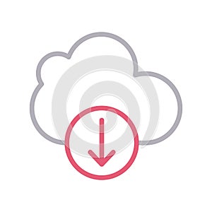 Download cloud thin color lline vector icon
