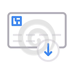 Download credit card thin line color vector icon