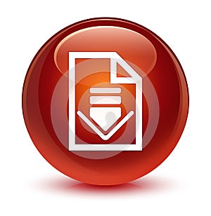 Download document icon glassy brown round button