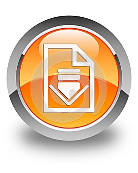 Download document icon glossy orange round button