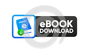 Download the e-book file. Cover and call to action. Digitized version of the book. Vector illustration.
